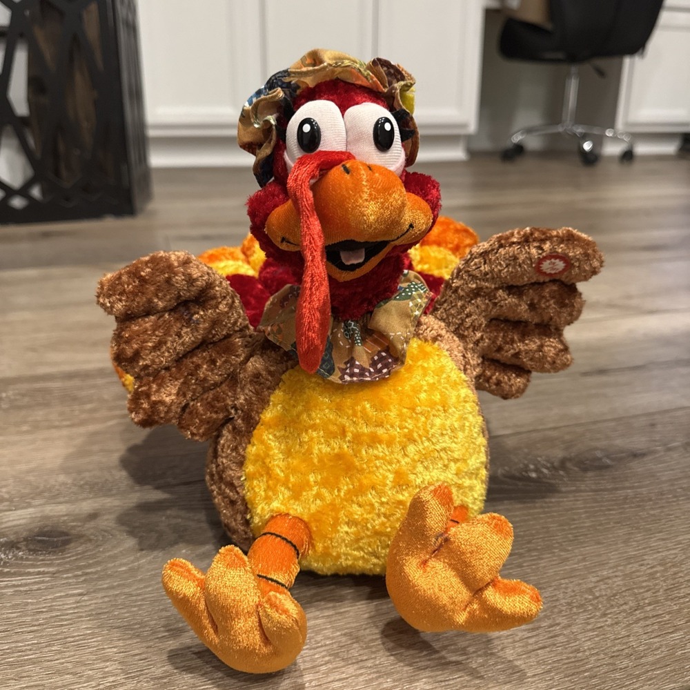 VTG Kids Of America Plush Musical Turkey Fall Farm Autumn Thanksgiving Decor 9"